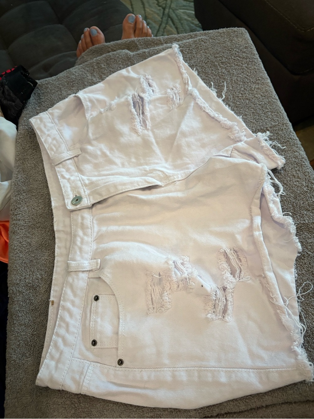 Distressed Women’s White Denim Shorts